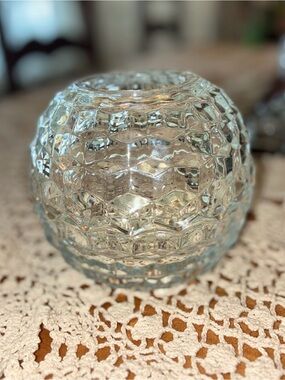 Vintage Homco Clear Class Cubist Honeycomb Fairy Lamp
